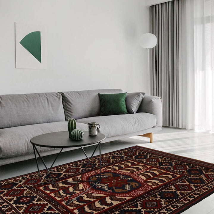 Afghan Barjista Kilim Rug 4' 5" x 5' 12" Flat-Weave | No. AL41573