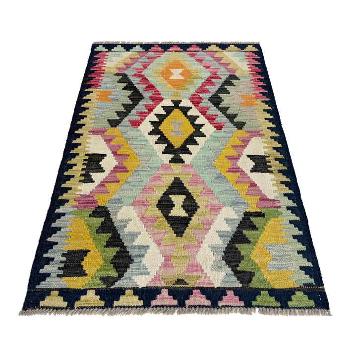 Afghan Vegetable Kilim Rug 2' 5" x 3' 11" Flat-Weave | No. AL416102