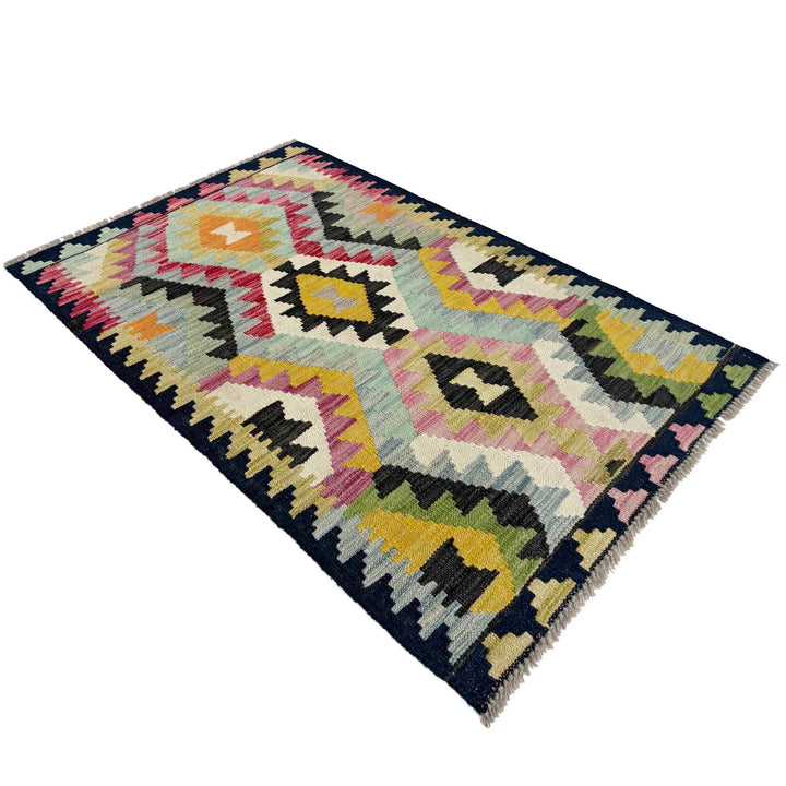 Afghan Vegetable Kilim Rug 2' 5" x 3' 11" Flat-Weave | No. AL416102