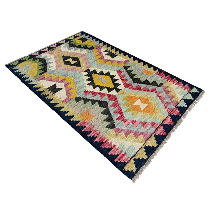 Afghan Vegetable Kilim Rug 2' 5" x 3' 11" Flat-Weave | No. AL416102