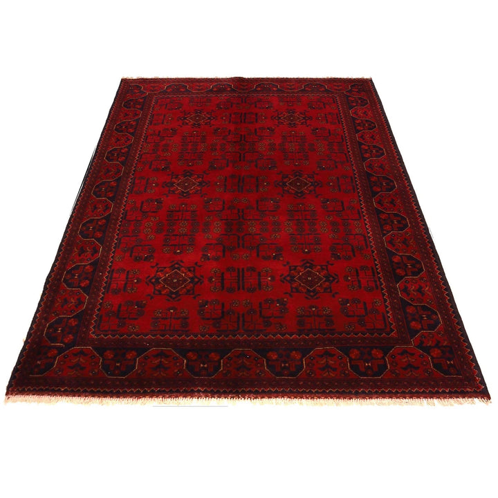 Red Afghan Khal Mohammadi Rug 4' 10" x 6' 7" Hand-Knotted | No. AL41626