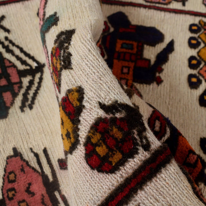 Ivory Afghan War Kilim Rug 2' 7" x 4' 3" Flat-Weave | No. AL41710