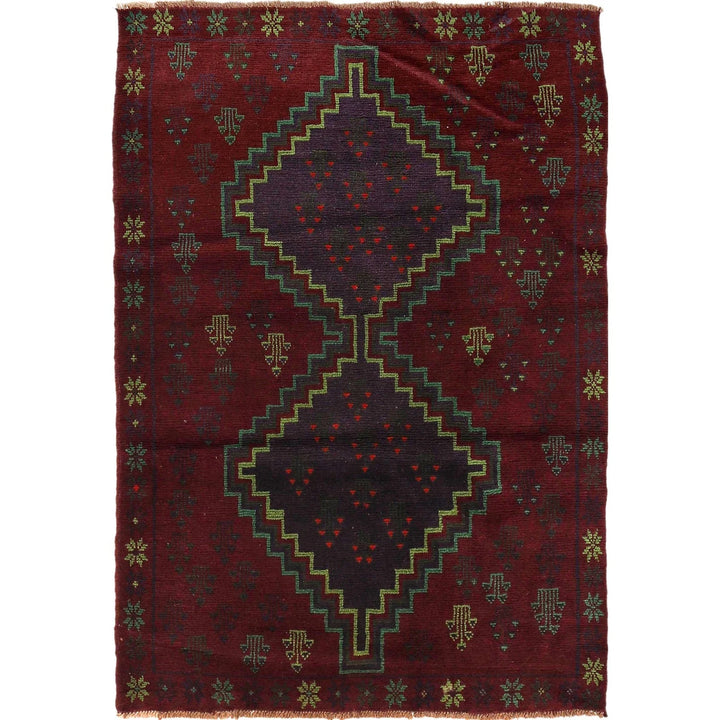 Afghan Baluchi Rug 4' 5" x 6' 4" Hand-Knotted | No. AL41715