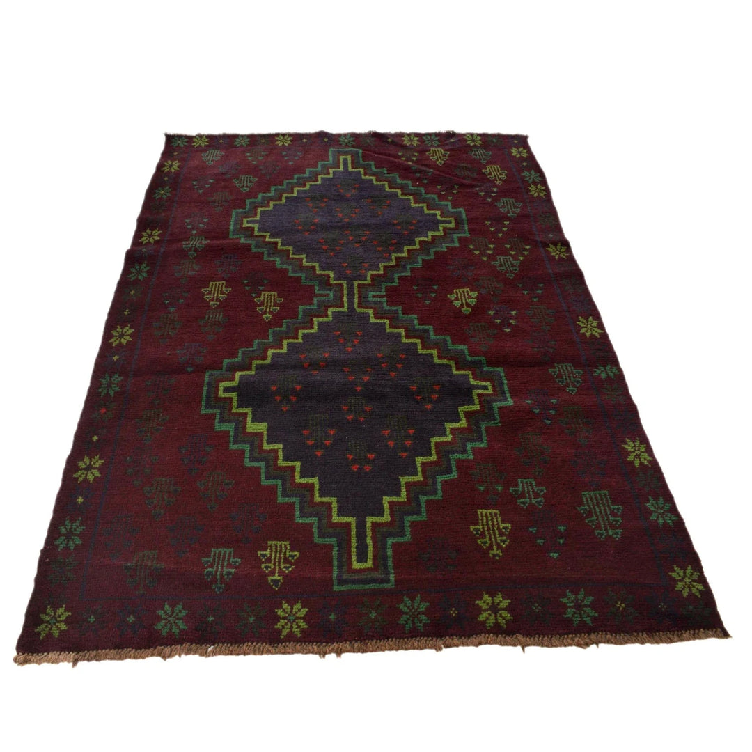 Afghan Baluchi Rug 4' 5" x 6' 4" Hand-Knotted | No. AL41715