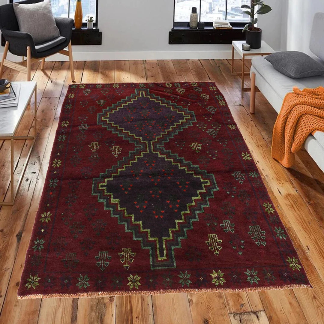 Afghan Baluchi Rug 4' 5" x 6' 4" Hand-Knotted | No. AL41715