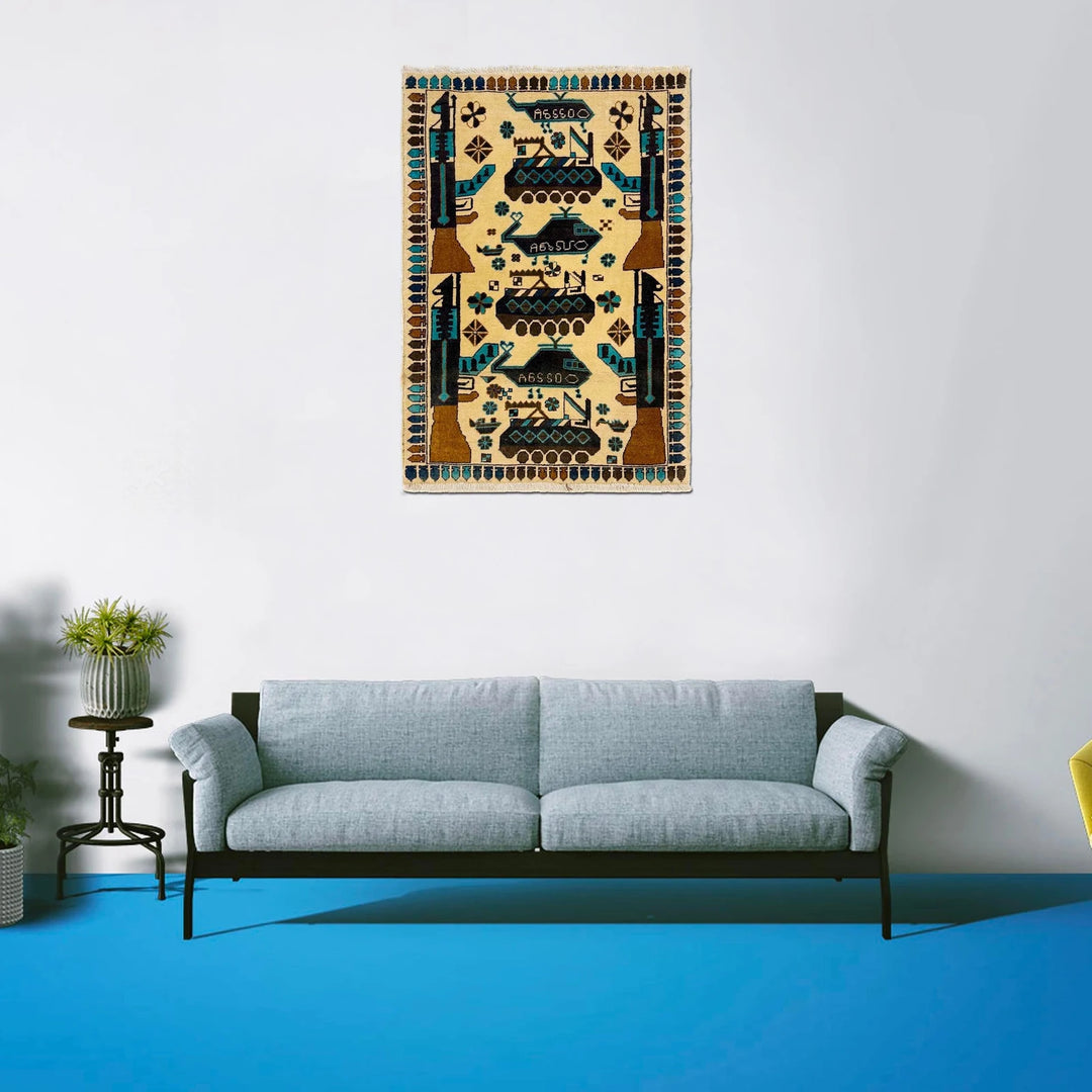 Afghan War Rug 2' 10" x 4' 2" Hand-Knotted | No. AL41727