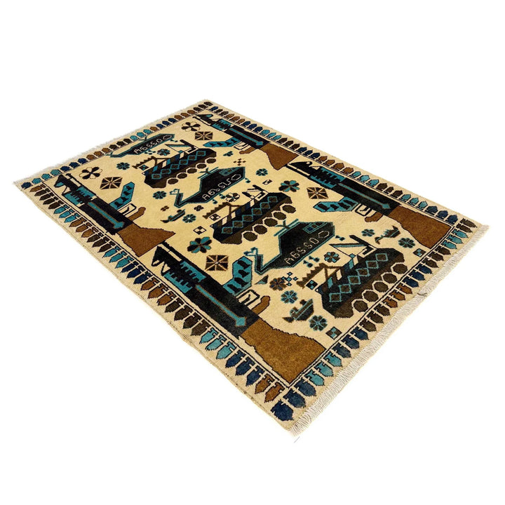 Afghan War Rug 2' 10" x 4' 2" Hand-Knotted | No. AL41727