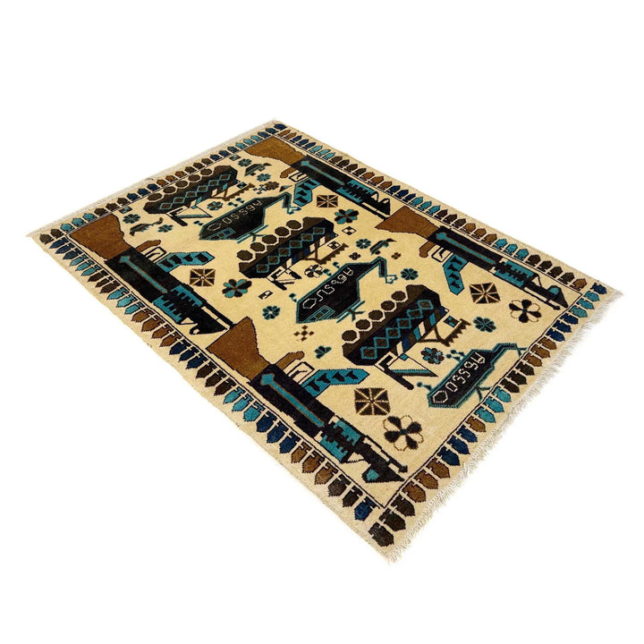 Afghan War Rug 2' 10" x 4' 2" Hand-Knotted | No. AL41727