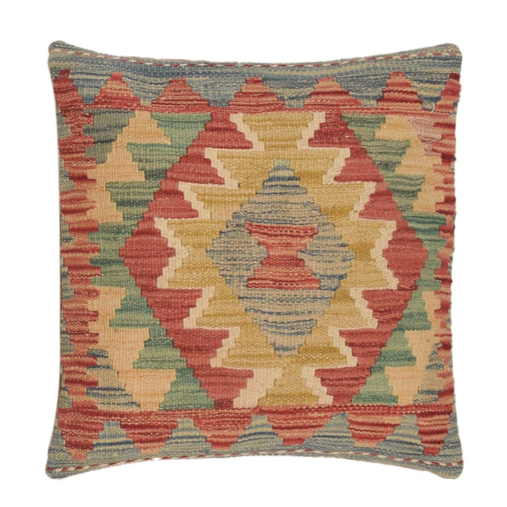 Afghan Kilim Cushion 1' 6" x 1' 6" Flat-Weave | No. AL41794