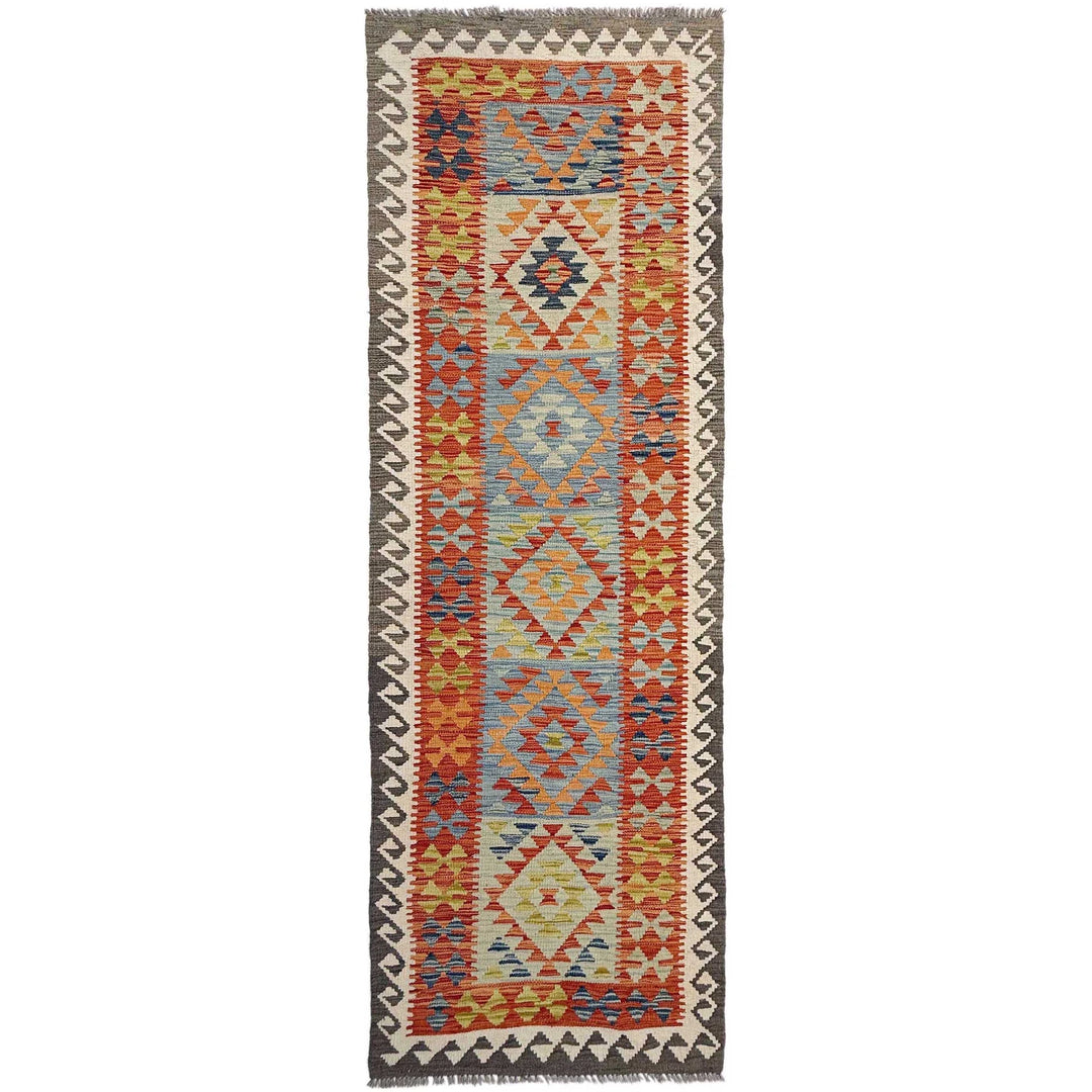 Afghan Vegetable Kilim Rug 2' 10" x 9' 6" Flat-Weave | No. AL418239
