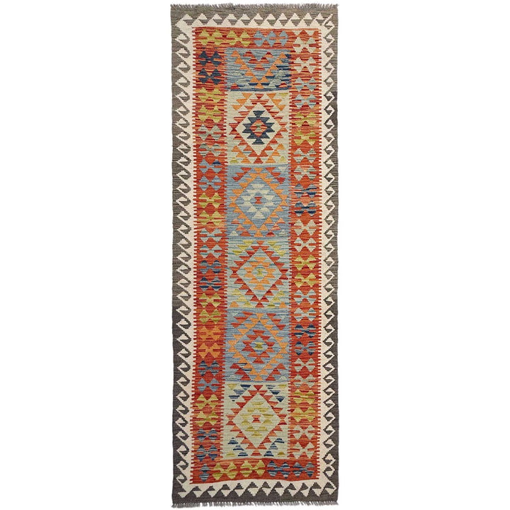Afghan Vegetable Kilim Rug 2' 10" x 9' 6" Flat-Weave | No. AL418239