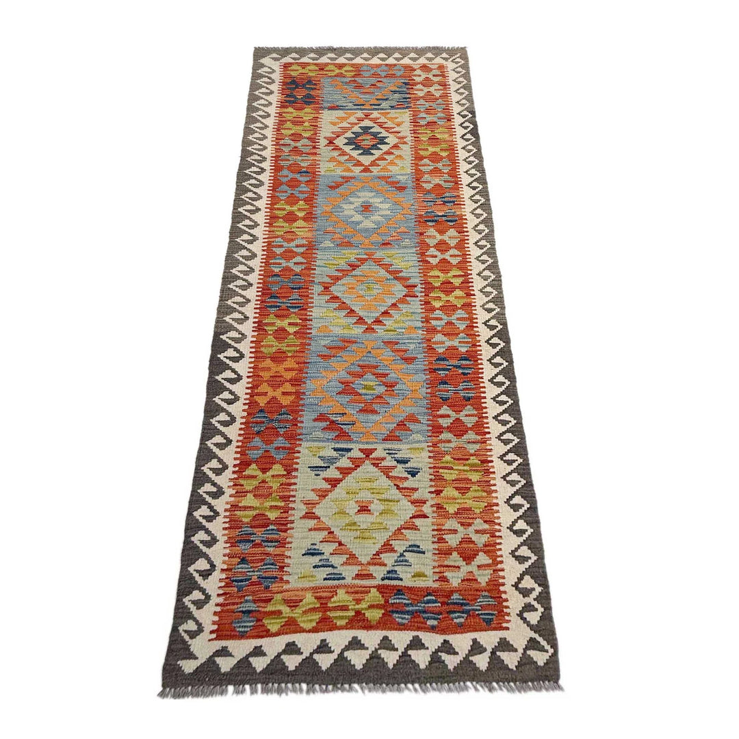 Afghan Vegetable Kilim Rug 2' 10" x 9' 6" Flat-Weave | No. AL418239