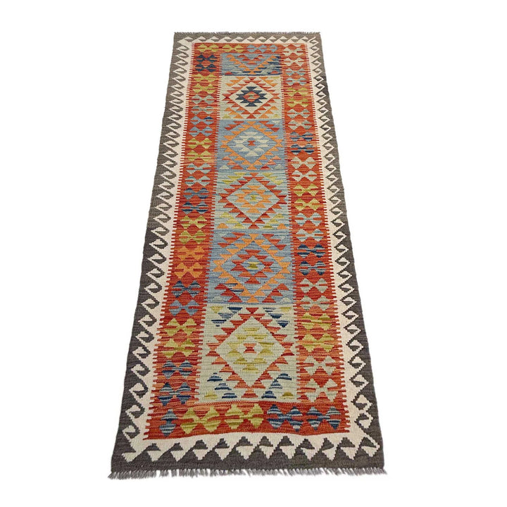 Afghan Vegetable Kilim Rug 2' 10" x 9' 6" Flat-Weave | No. AL418239