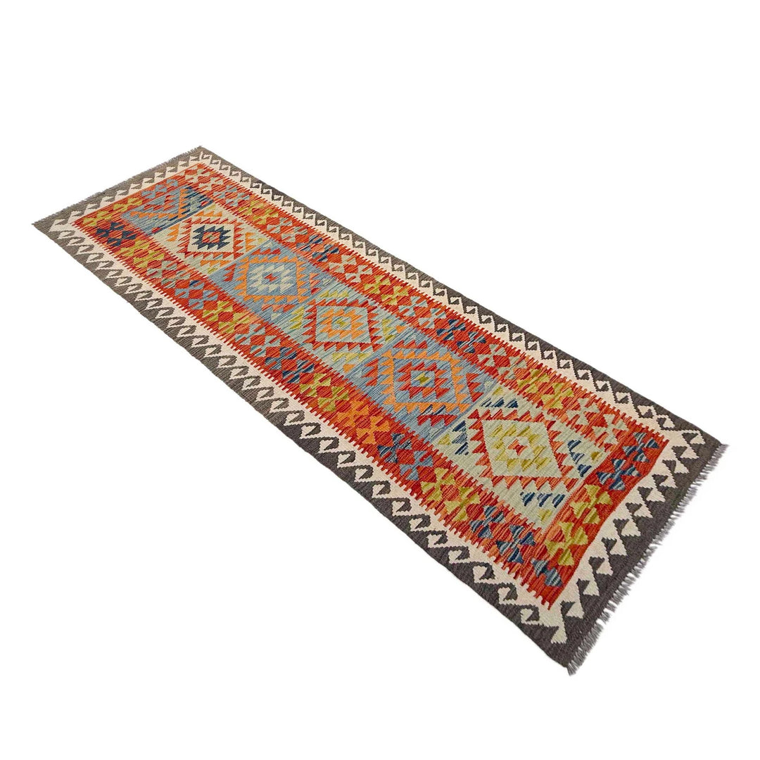 Afghan Vegetable Kilim Rug 2' 10" x 9' 6" Flat-Weave | No. AL418239
