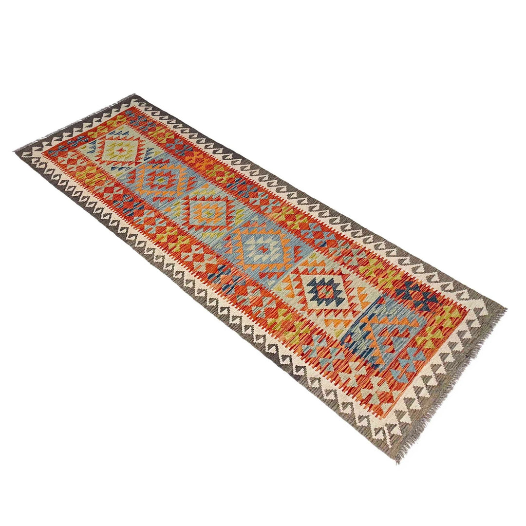 Afghan Vegetable Kilim Rug 2' 10" x 9' 6" Flat-Weave | No. AL418239