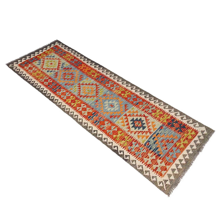 Afghan Vegetable Kilim Rug 2' 10" x 9' 6" Flat-Weave | No. AL418239