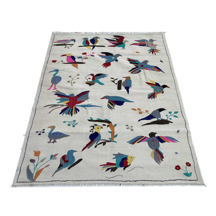 Beige Pakistani Kilim Rug 3' 9" x 6' 4" Flat-Weave | No. AL41848