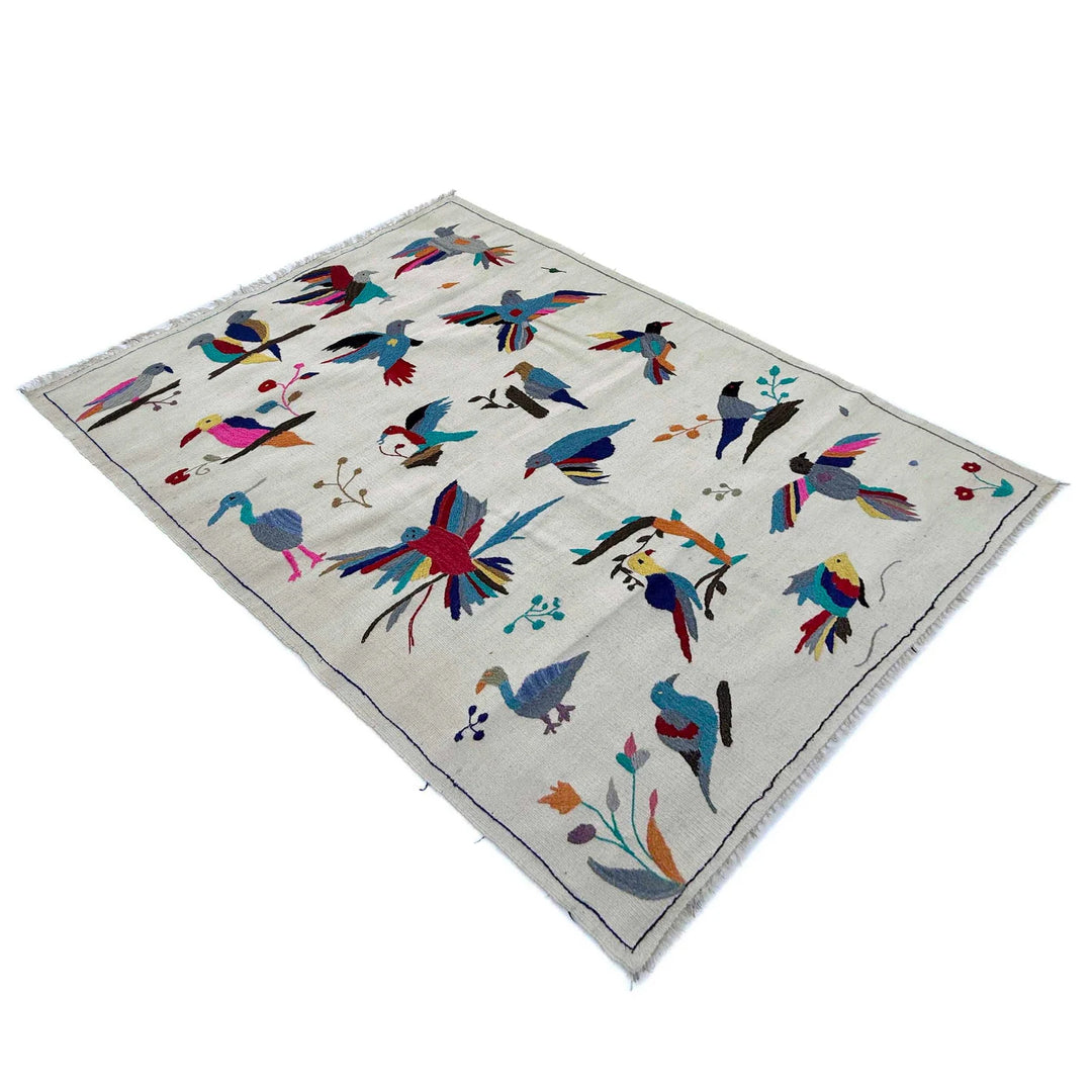 Beige Pakistani Kilim Rug 3' 9" x 6' 4" Flat-Weave | No. AL41848
