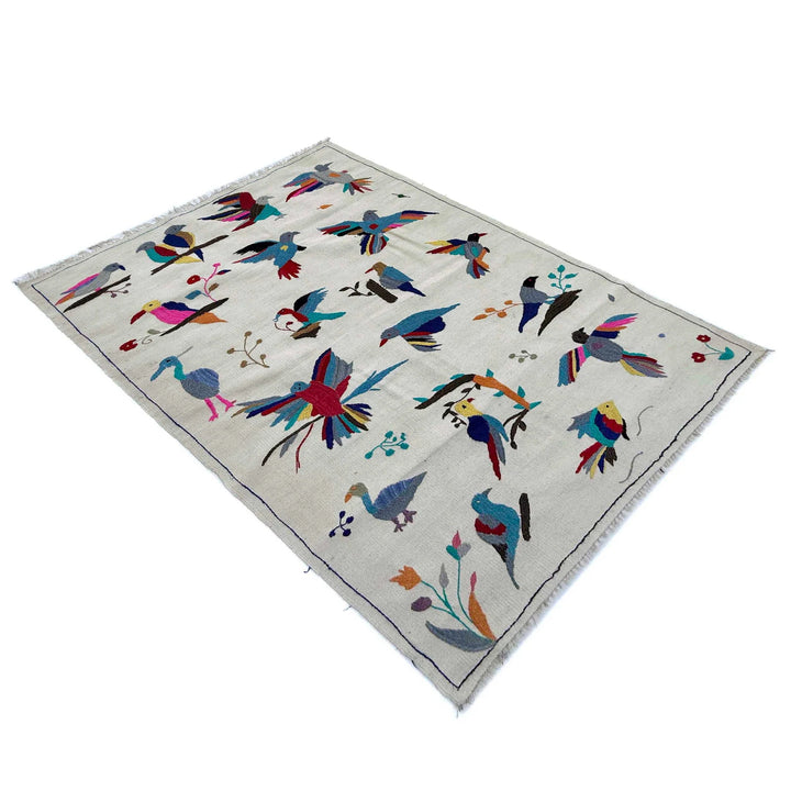 Beige Pakistani Kilim Rug 3' 9" x 6' 4" Flat-Weave | No. AL41848