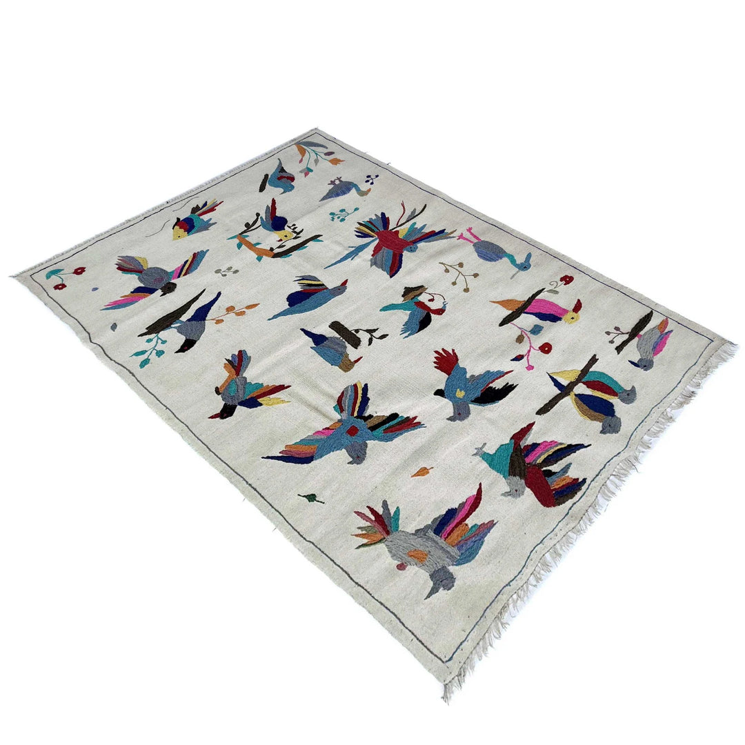 Beige Pakistani Kilim Rug 3' 9" x 6' 4" Flat-Weave | No. AL41848
