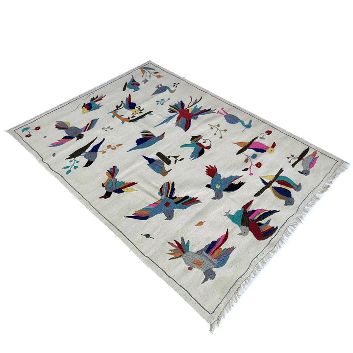 Beige Pakistani Kilim Rug 3' 9" x 6' 4" Flat-Weave | No. AL41848
