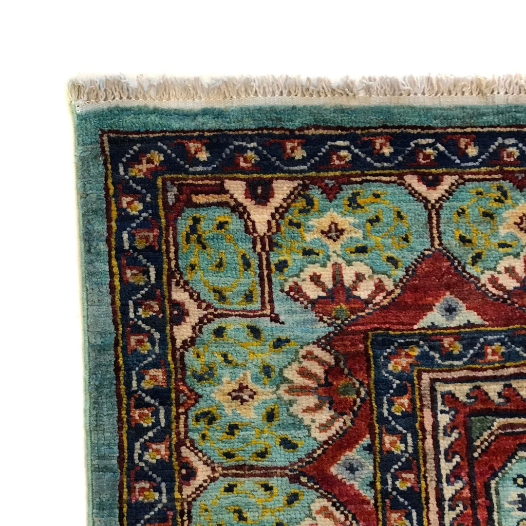 Blue Afghan Mamluk Rug 6' 1" x 7' 10" Hand-Knotted | No. AL41960