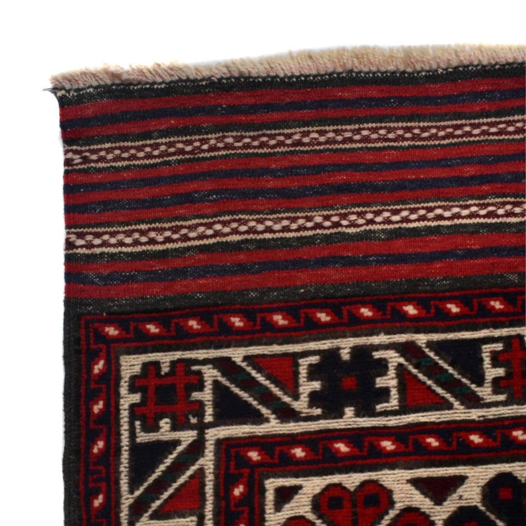 Beige Afghan Barjasta Rug 4'2" x 5'8" Hand-Knotted | No. AL42027