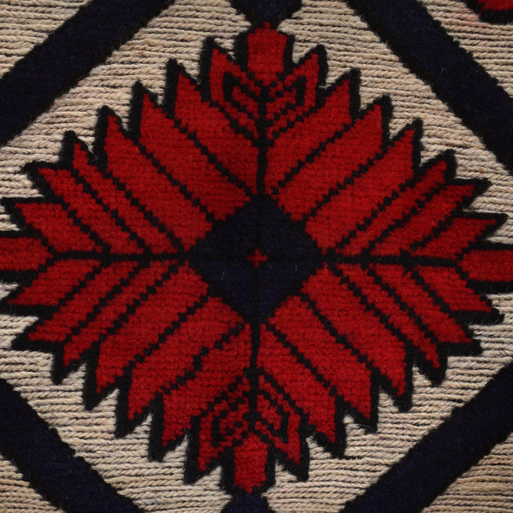 Beige Afghan Barjasta Rug 4'2" x 5'8" Hand-Knotted | No. AL42027