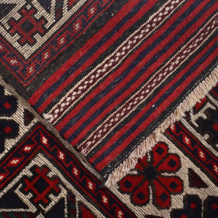 Beige Afghan Barjasta Rug 4'2" x 5'8" Hand-Knotted | No. AL42027