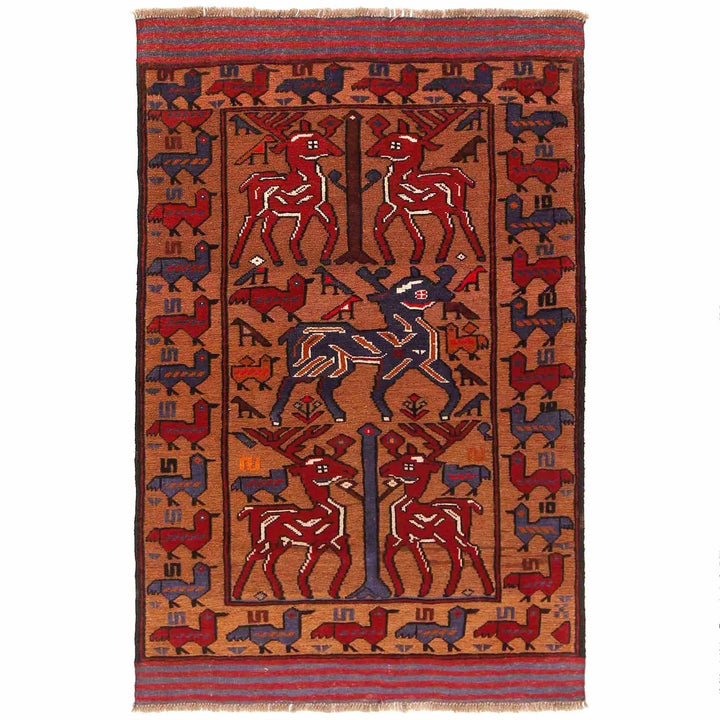 Afghan Barjasta Rug 4' 1" x 6' 4" Hand-Knotted | No. AL42035
