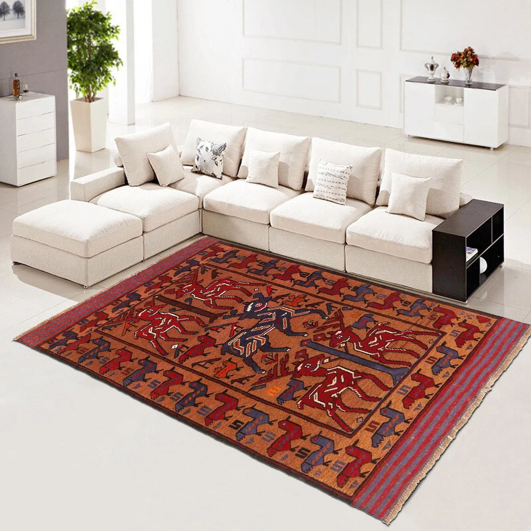 Afghan Barjasta Rug 4' 1" x 6' 4" Hand-Knotted | No. AL42035