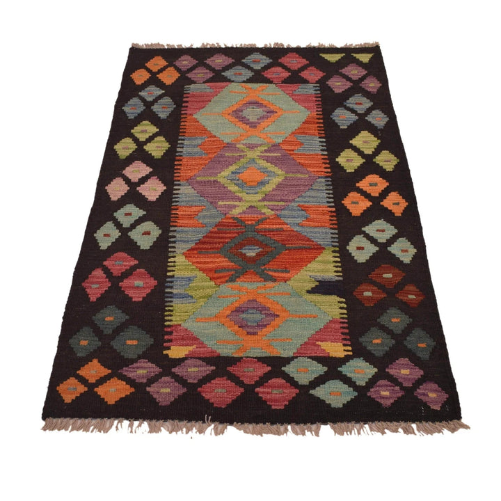 Afghan Kilim Rug 2' 4" x 4' 3" Flat-Weave | No. AL42115