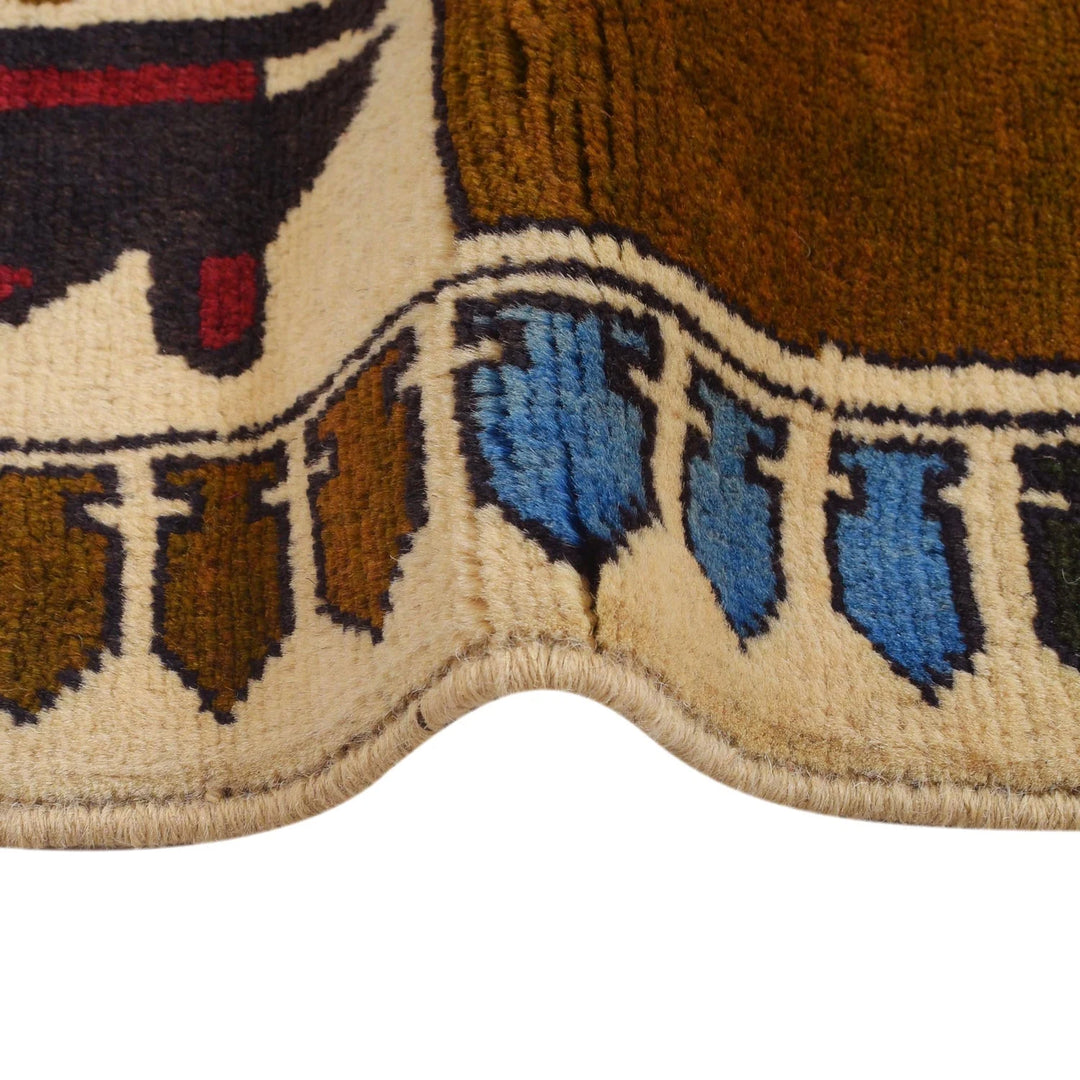 Beige Afghan War Rug 2' 11" x 4' 5" Hand-Knotted | No. AL42124
