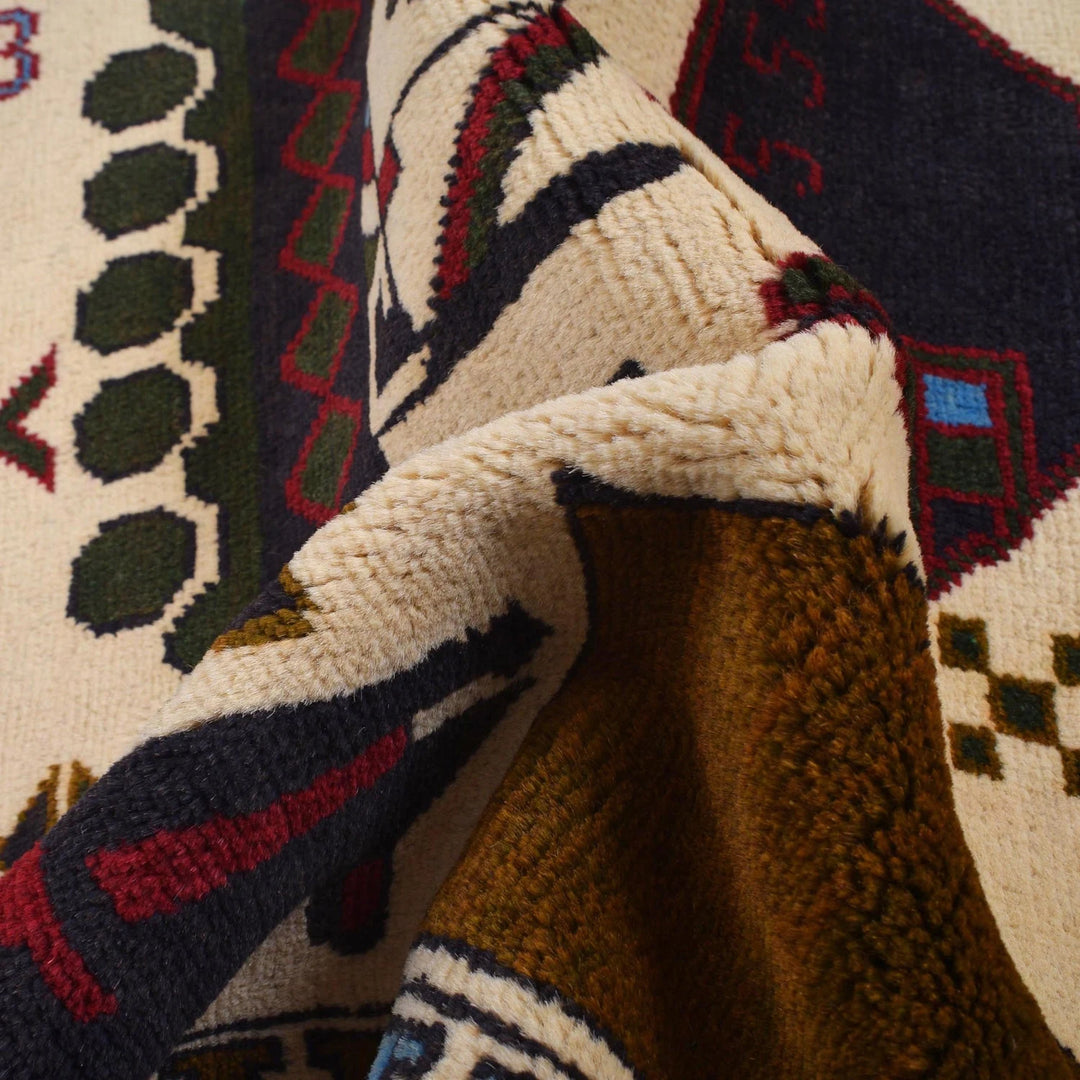 Beige Afghan War Rug 2' 11" x 4' 5" Hand-Knotted | No. AL42124