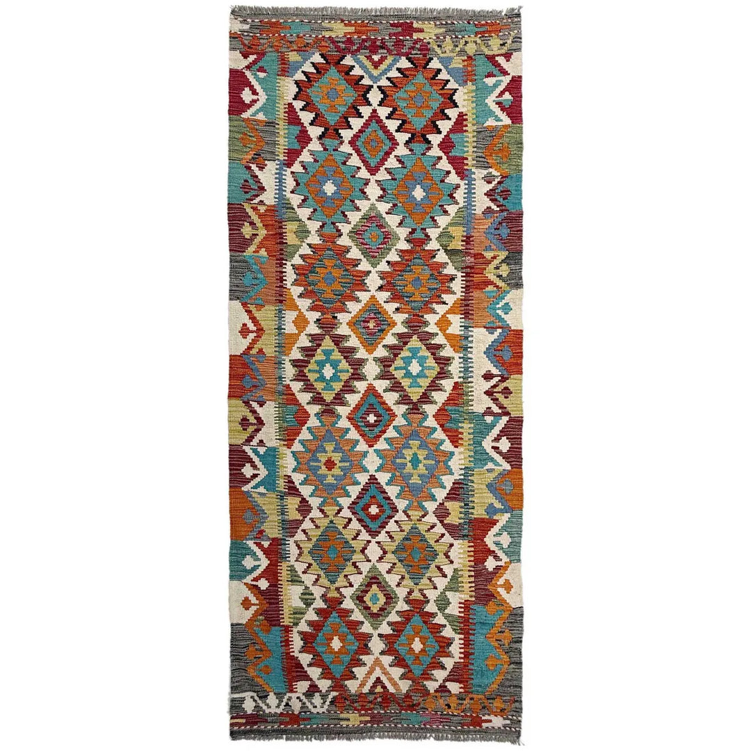 Afghan Vegetable Kilim Rug 2' 8" x 7' 10" Flat-Weave | No. AL421365