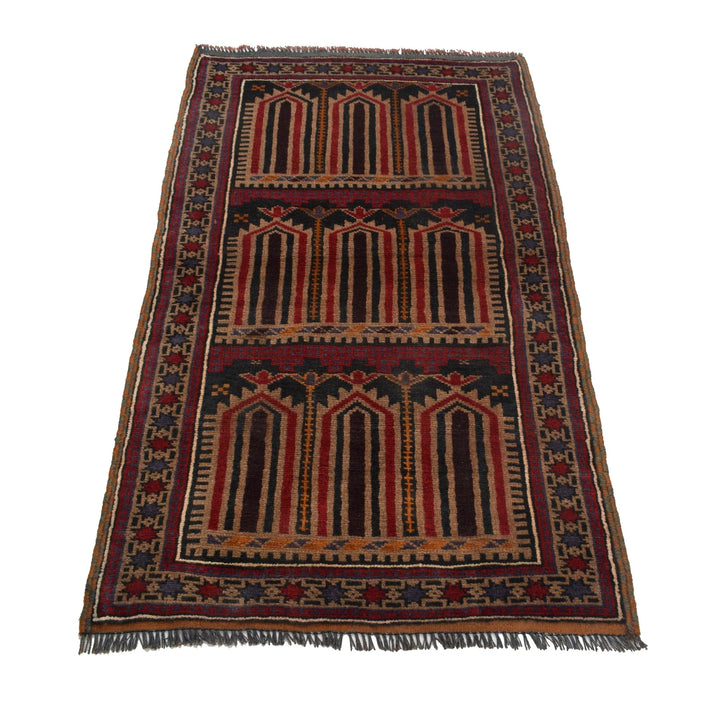 Afghan Prayer Rug 2' 9" x 4' 10" Hand-Knotted | No. AL42136