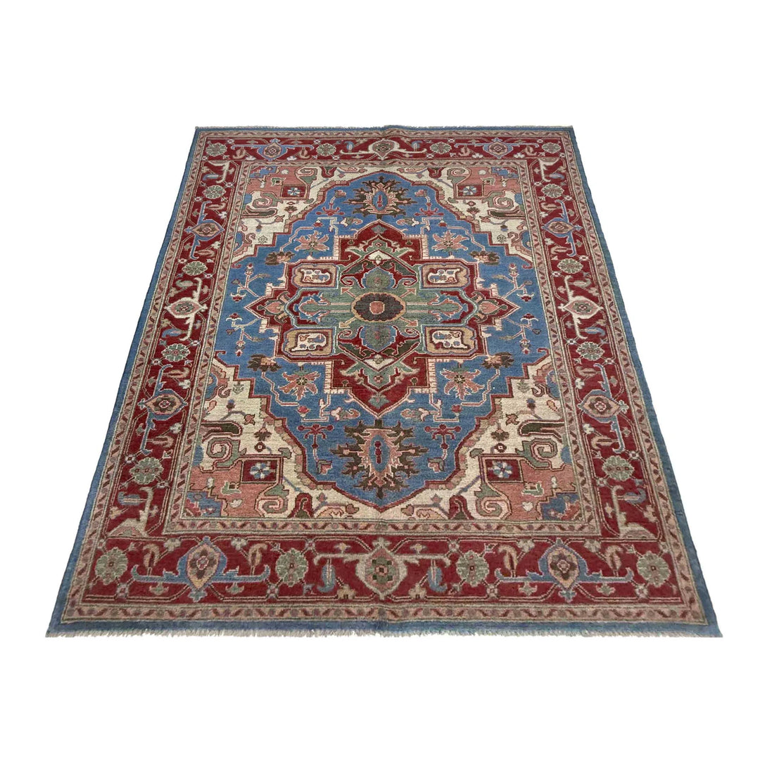 Afghan Heriz Rug 4'11" x 6'11" Hand-Knotted | No. AL42154