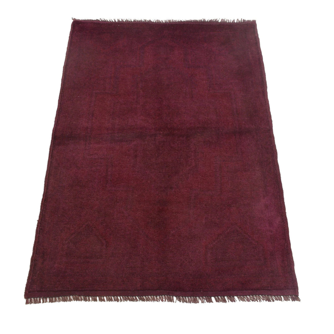 Purple Pakistani Overdye Rug 3' 1" x 4' 6" Hand-Knotted | No. AL42158