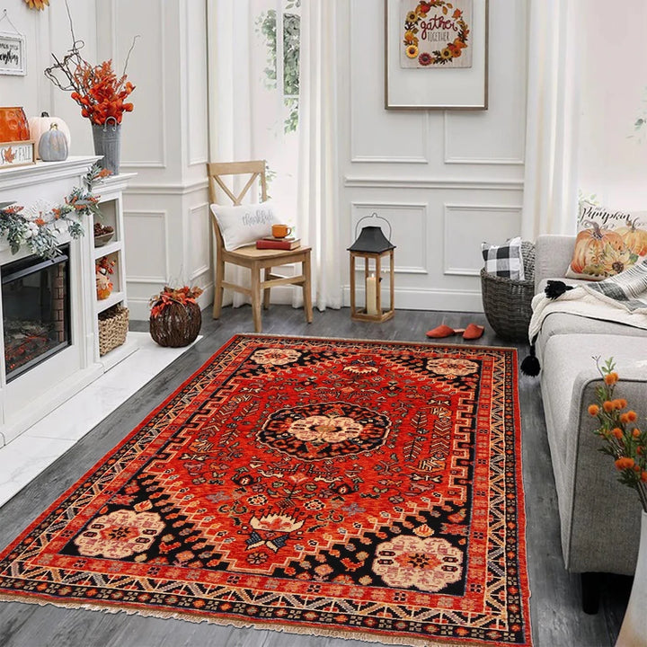 Red Afghan Shiraz Rug 4' 1" x 6' 0" Hand-Knotted | No. AL42311