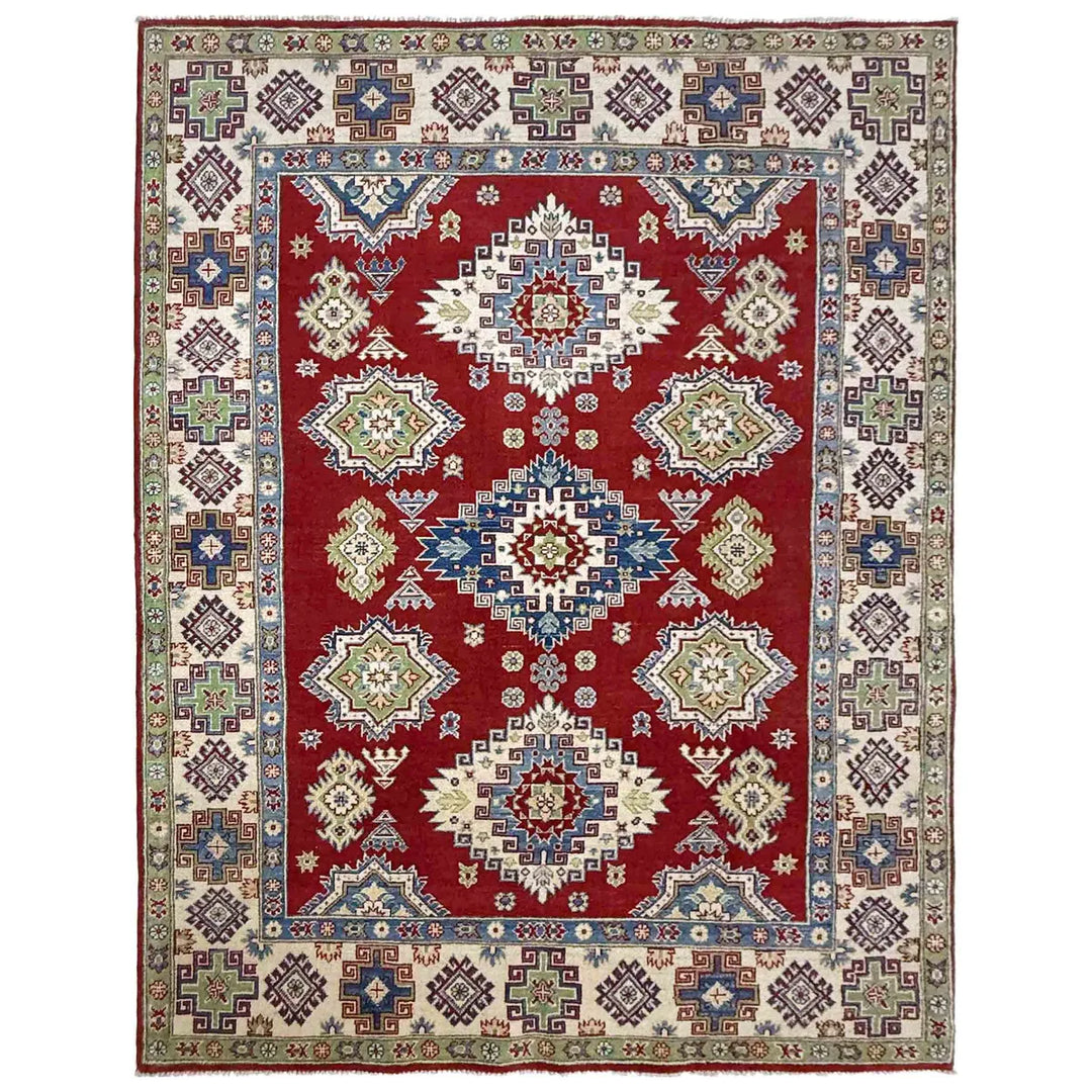 Hand Knotted Kazak Oriental Rug 5' 7" x 7' 10" - No. AL42345