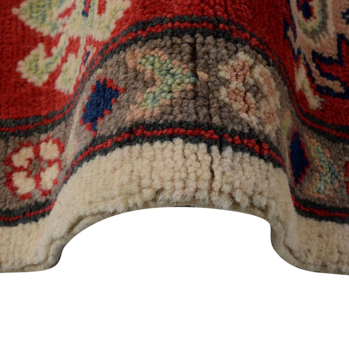 Ivory Afghan Kazak Rug 5' 1" x 7' 2" Hand-Knotted | No. AL42348