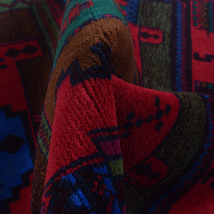 Red Afghan Baluchi Rug 3' 0" x 4' 2" Hand-Knotted | No. AL42379