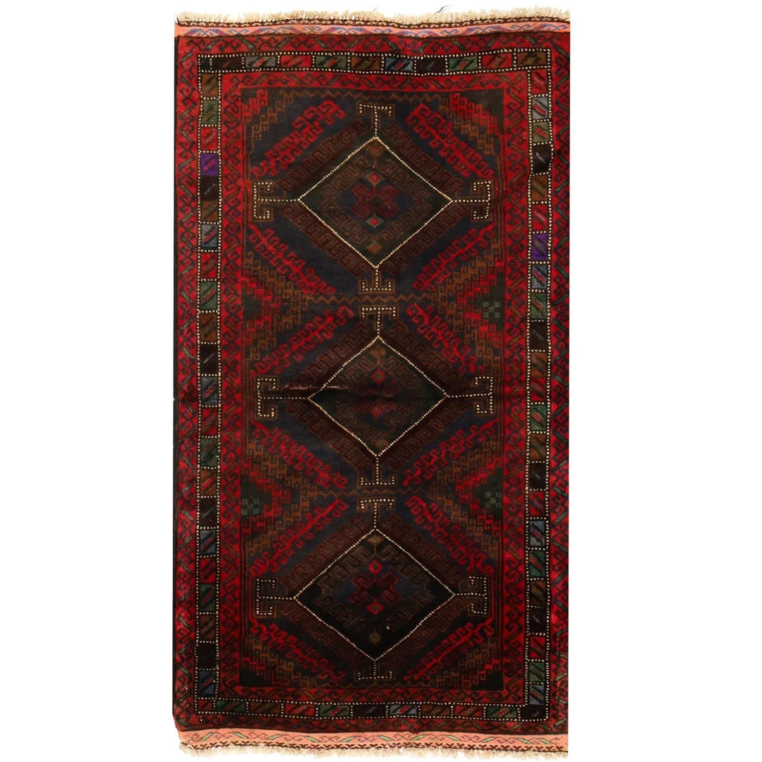 Afghan Baluchi Rug 2' 7" x 4' 5" Hand-Knotted | No. AL42383