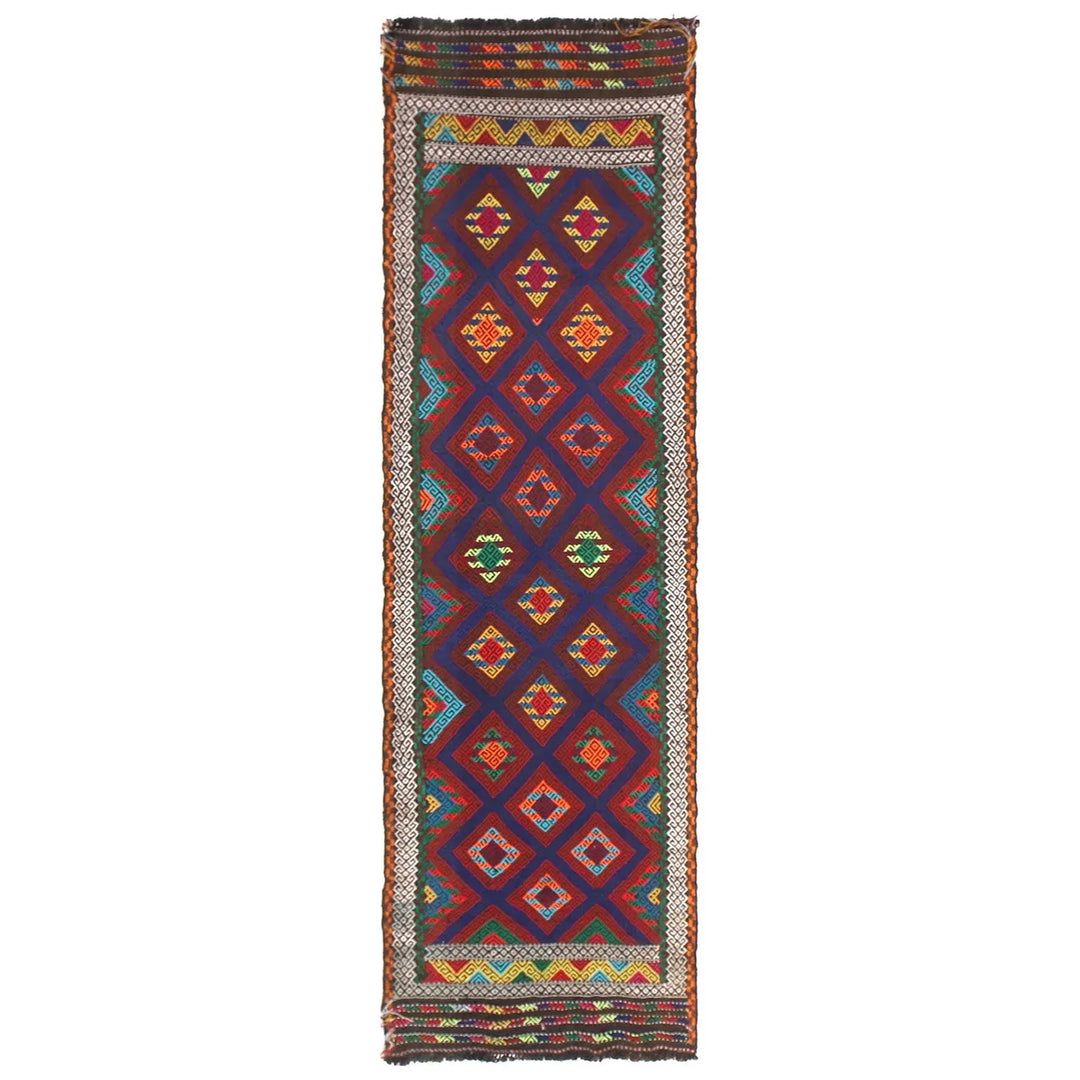 Afghan Suzuni Rug 2' 3" x 8' 2" Flat-Weave | No. AL42390