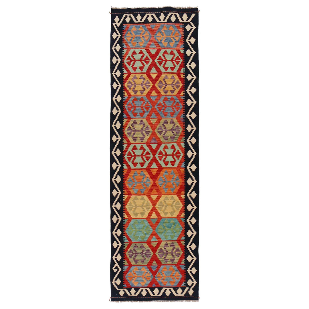 Afghan Vegetable Kilim Rug 2' 8" x 9' 11" Flat-Weave | No. AL42409