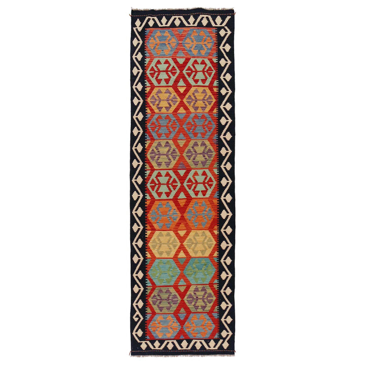 Afghan Vegetable Kilim Rug 2' 8" x 9' 11" Flat-Weave | No. AL42409