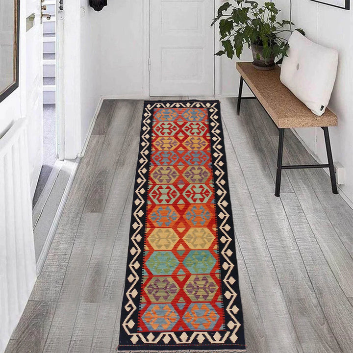 Afghan Vegetable Kilim Rug 2' 8" x 9' 11" Flat-Weave | No. AL42409