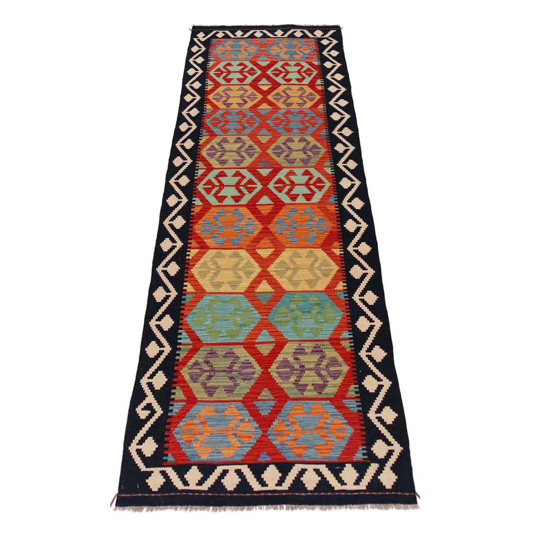 Afghan Vegetable Kilim Rug 2' 8" x 9' 11" Flat-Weave | No. AL42409