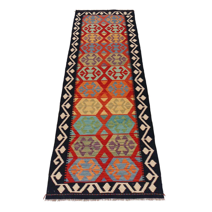 Afghan Vegetable Kilim Rug 2' 8" x 9' 11" Flat-Weave | No. AL42409