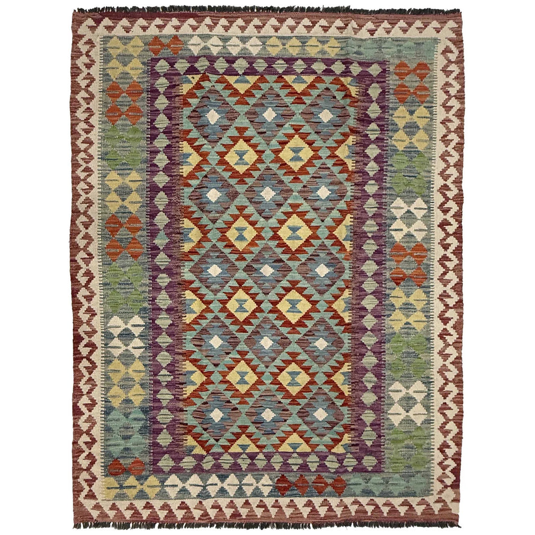 Afghan Kilim Rug 4'9" x 6'4" Flat-Weave | No. AL42444